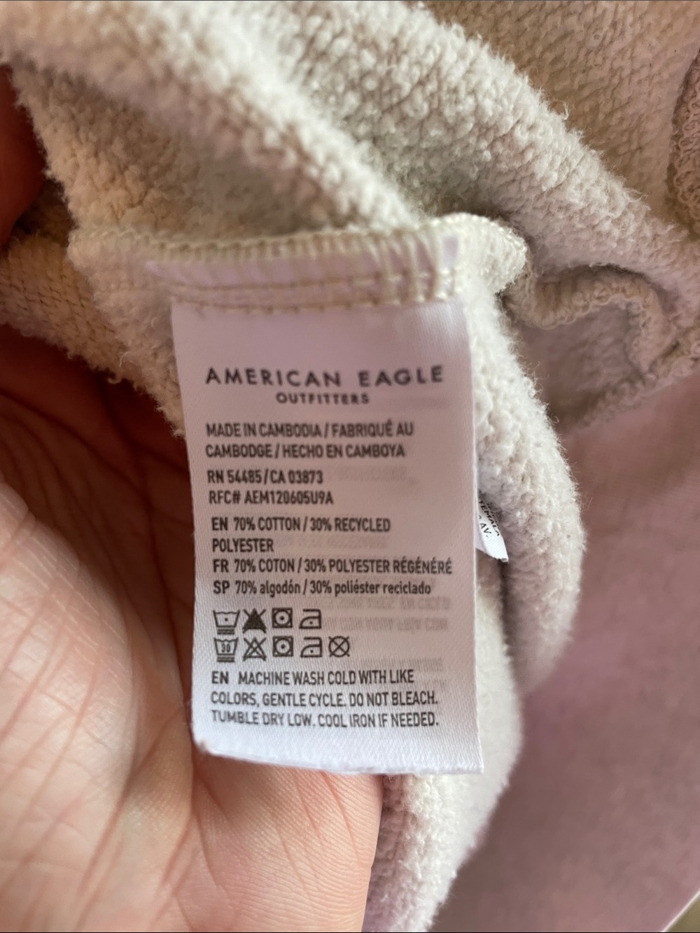 American Eagle - Neutral Beige Pullover Hoodie - Picture 4 of 4